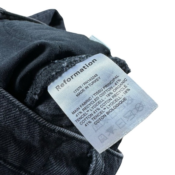 REFORMATION Lagoon Destroyed Button Fly Straight Leg Denim Jeans Size 23 Washed - Picture 10 of 10